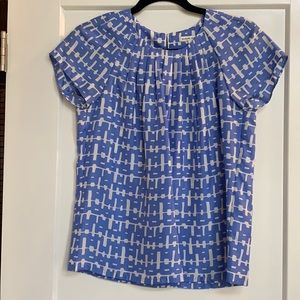 Silk short sleeve pleated blouse